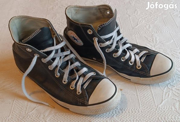 "Converse" Magasszárú Fekete Bőr Klasszikus Tornacipő (43 méret)