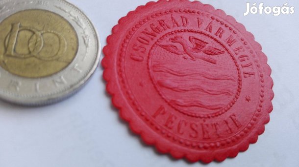 "Csongrád Vármegye Pecsétje" Ritka régi levélzáró szép db