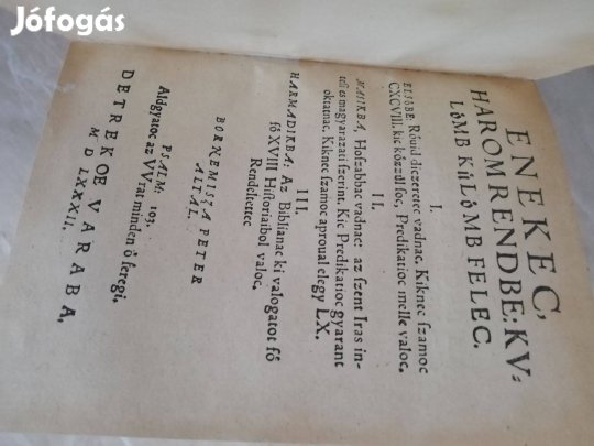 "Énekek három rendbe" Bornemissza Péter 1964-es reprint kiad