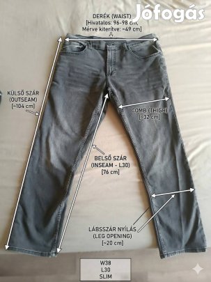  F&F Slim Fit Férfi Farmer - W38/L30 (Kiváló állapot!)