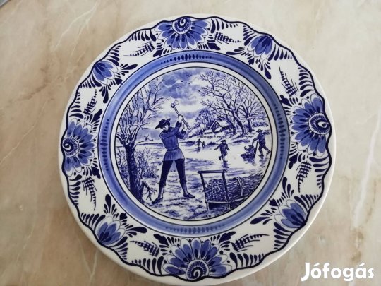 "Favágás" dísztányér Régi festett fali régi db