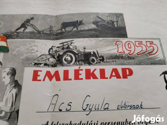 "Felszabadulási" emléklap 1955-ös ritka db