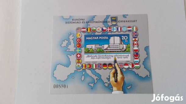 "Helsinki Záróokmány" 1985-ös ritka vágott bélyeg blokk