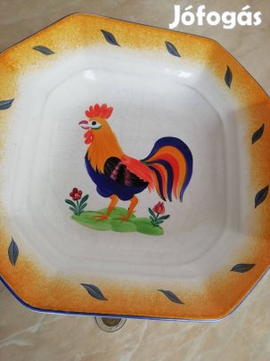"Kakasos" kerámia tál Herendi kézel festet jelzet Ritka db