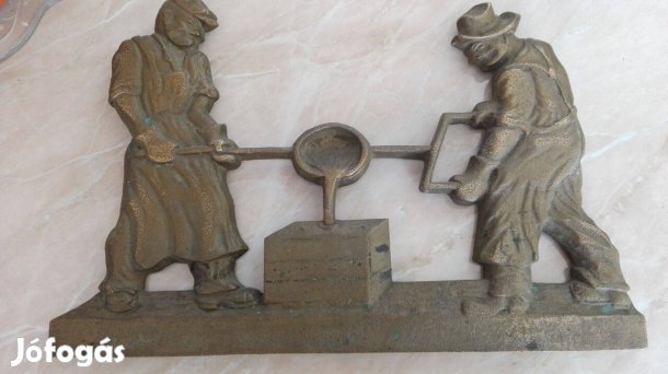 "Kohászok" Régi Bronz fali dísz 30 cm x 20 cm