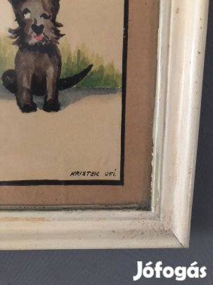 "Kölyökszerelem" jelzett keretezett kép eladó