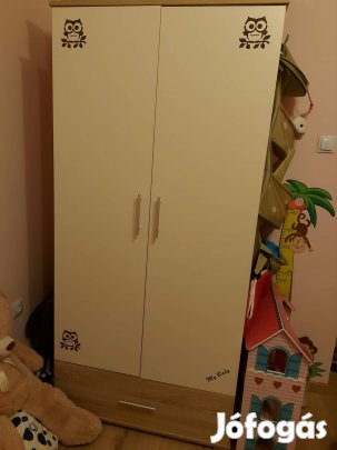 Kombi kiságy kókusz matraccal, 2ajtós fiókos szekrénnyel eladó!!