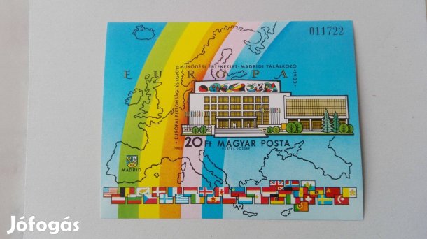 "Madridi Találkozó" 1983-as ritka vágott bélyeg blokk