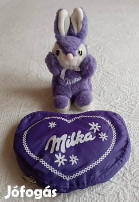 "Milka" Nyuszi Plüss Figura és Szív Formájú Zipzáras Táska Szett