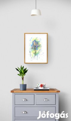 "Mosoly az esőben. Íriszek" Eredeti akvarell festmény (26x33 cm)