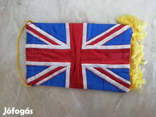 "Nagy Brittánia régi selyem" Asztali zászló kézel varrot