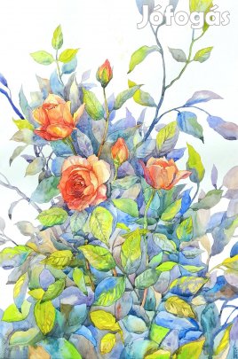 "Napos Rózsák" Eredeti akvarell festmény (50,5x73,5 cm)