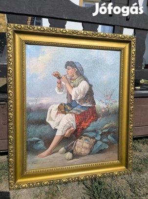 "Pipázó Cigánylány" - Festmény