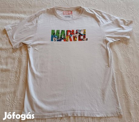 "Pull & Bear" Marvel Mintás Divatos Fehér Férfi Póló (XL méret)
