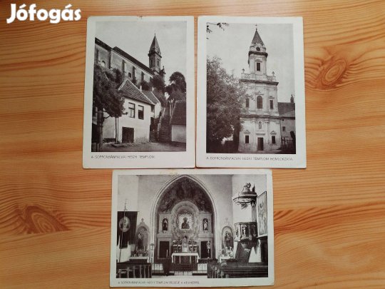 "Sopronbánfalfi Hegyi Templom" Régi ritka 3 db képeslap