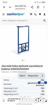 Új!!!Bidé, falba szerelhető kerettel!!