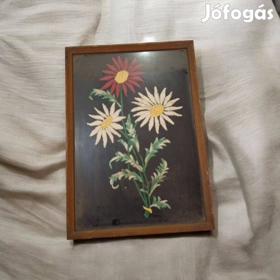 Virágmintás Hímzett Kép (Keretben)