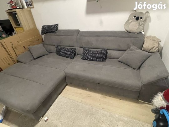 ? Szürke, nagy L-alakú kanapé eladó - kinyitható, ágyazható