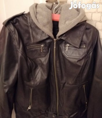? XL-es vagány kapucnis műbőr dzseki