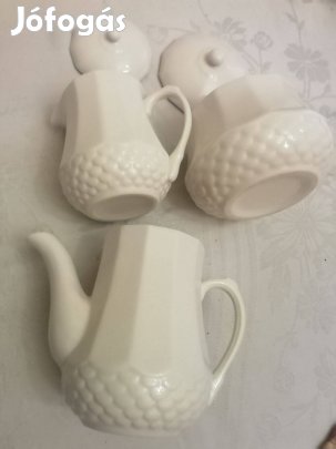 "aranyos" 2 személyes kávé kínáló kiöntő, cukortartó és tejkiöntő