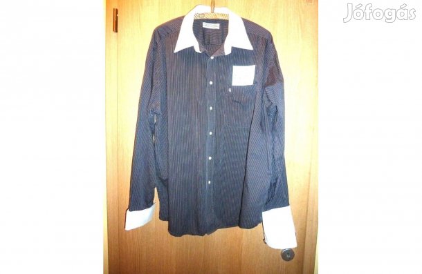 fekete ing fehér mandzsettaval XL pamut