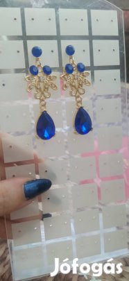 royal blue kristály strasszköves virág mintás esküvői ékszer szett 