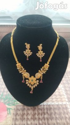 ruby emerald copper gold plated peacock Indian casual jewellery set 