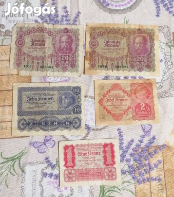 antik kronen papír pénz csomag