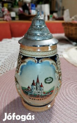 antik ón fedeles festett majolika korsó