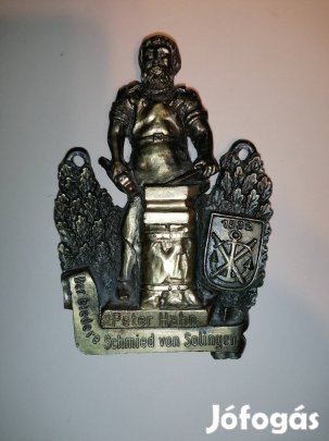 antik réz Solingeni kovácsot ábrázoló fali dísz