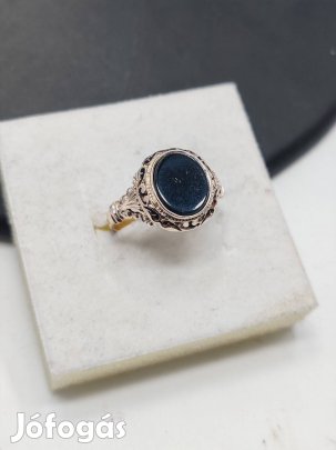 arany 14k mfj sárga barokk gyűrű onix kővel 35000ft/g