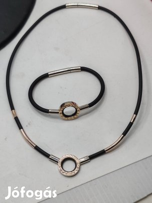 arany 14k sárga fehér bvlgari feliratos nyaklánc szett 36000ft/g