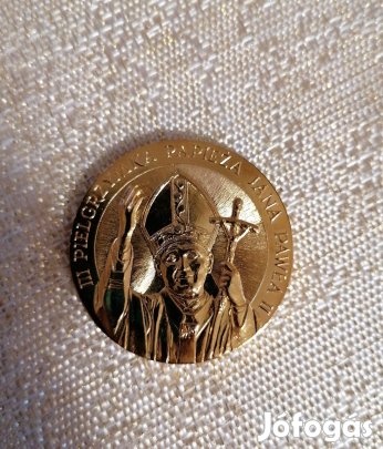 aranyozott II.János Pál pápa érme