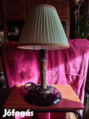 art'deco asztali lámpa ,acél réz selyem