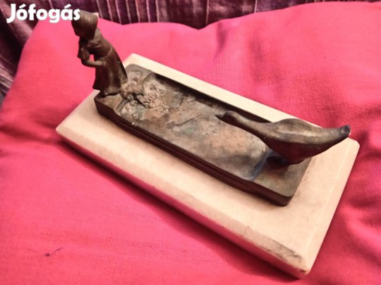 art'deco márvány bronz névjegykártyatartó ,levélnehezék 