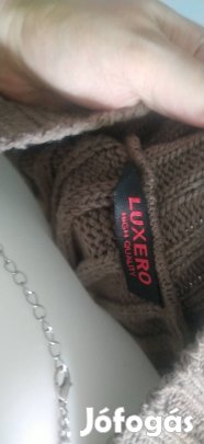 barna csíkos kötött sztreccs v nyakú pulcsi