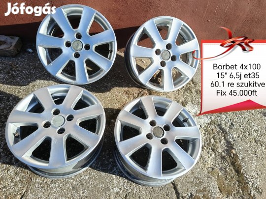 borbet 4x100 15 col alufelni szett