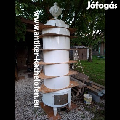 cserépkályha eladó, fehér henger