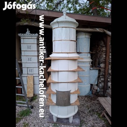 cserépkályha eladó antik, kerek fehér