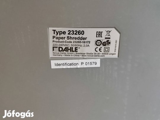 dahle PS 260 hibás iratmegsemmisitő.