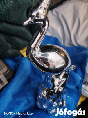 dísz páva madár porcelán kromozott