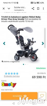 eladó Smoby tricikli 