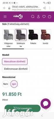 eladó dönthető masszázs fotel!