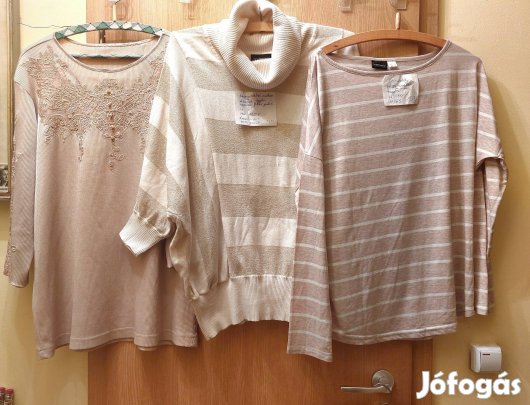 elegáns feher-bezs lurex  XL és puloverek