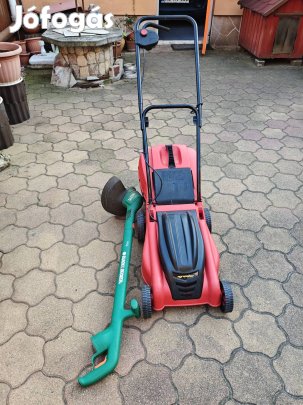 elektromos fűnyíró. Új. agrimotoros, kefe nélküli. Szegély nyiroval. 