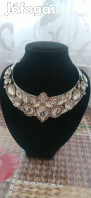 ezüst színű metál kristály strasszköves handmade choker nyaklánc 
