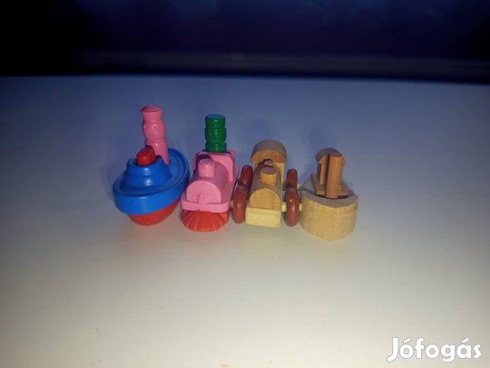 fa vonat és fa hajó készlet 