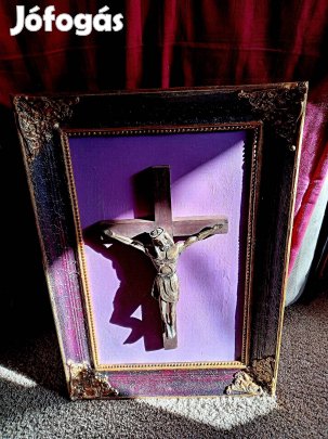 fából faragott Krisztus kereszt 60-as évekből 