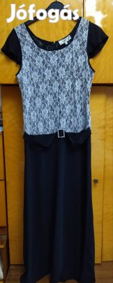 fekete fehér hosszú alkalmi ruha