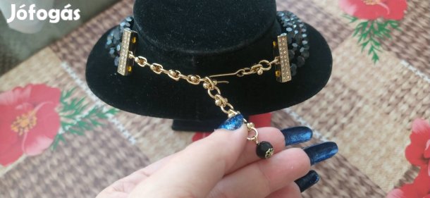 fekete kormorán gyöngyös kristály strassz köves hattyú nyaklánc 